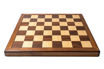 PNG Classic wooden chessboard with alternating light and dark squares
