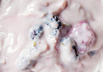 Fototapeta premium Macro texture of Tasty fruit yogurt background