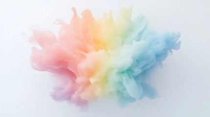 Fototapeta premium Multicolored smoke billowing dynamically, swirling intense hues across pristine white backdrop, generating vibrant abstract cloud formation
