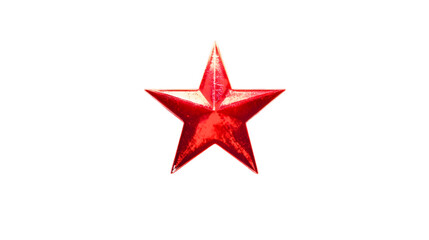 Obraz premium A large crimson red star on a transparent background, a red star as a decorative symbol or emblem associated with communism.