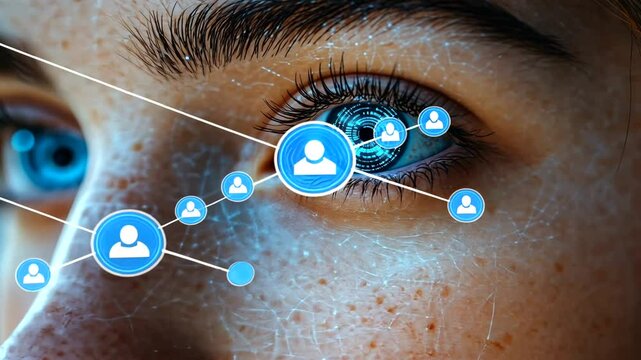 Woman's eye, network, digital connections, future, technology, close-up
