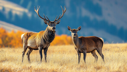 Obraz premium Deer in the Forest – Peaceful Wildlife Scene in Nature