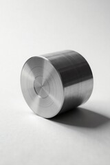 Close-up view of a cylindrical metallic component exhibiting a finely machined surface texture and subtle light reflections.