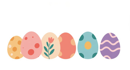 Colorful Easter egg dyeings in flat pastel vector style