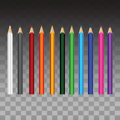 colorful school pencils for drawing and art vector png design
