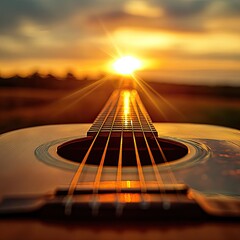 Acoustic guitar at sunset (1)