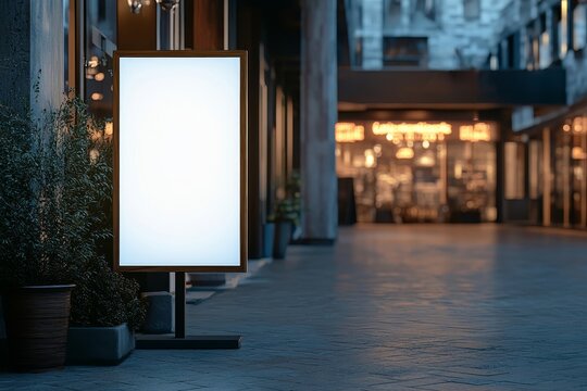 welcome signboard at the entrance of a shop or restaurant for showing menu and offers or store branding as blank clean signboard mockup - Generative AI
