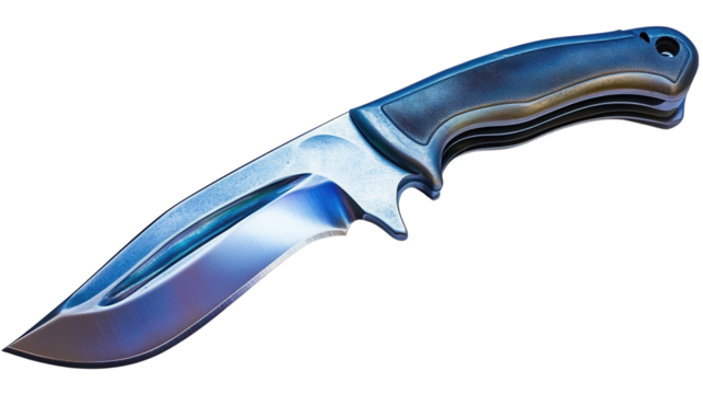 A stainless steel professional diving knife with a secure sheath and serrated edge. transparent PNG