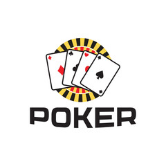 poker logo vector illustration, poker card casino logo template
