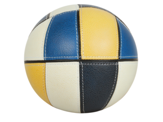 A high-quality beach volleyball with a colorful panel design. transparent PNG