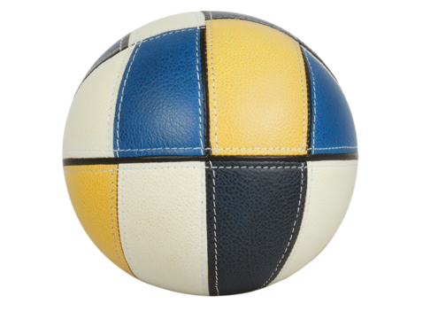 A high-quality beach volleyball with a colorful panel design. transparent PNG
