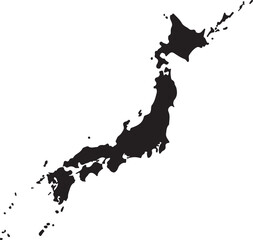 Black silhouette country borders map of Japan on white background of vector illustration