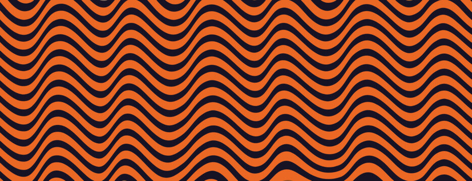 Wavy orange and black background with a retro style. The background features orange and black colors with a bold, flowing texture. Psychedelic pattern background vector. Orange background.