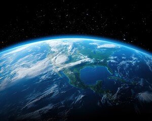 Fototapeta premium A breathtaking view of Earth from space, showcasing North America and vibrant blue oceans.