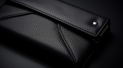 Elegant Black Leather Wallet: A Close-Up Product Shot