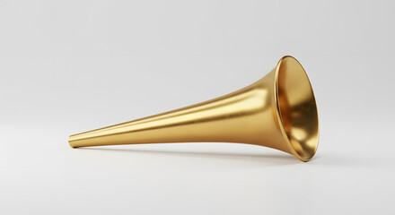 Obraz premium Golden Horn Instrument on White Background