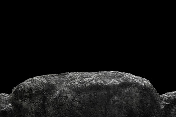 Stone podium on dark black background.