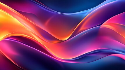 Vibrant Neon Abstract Waves, Vibrant abstract waves in neon colors creating a dynamic flow