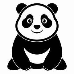 Black Panda Outline Illustration