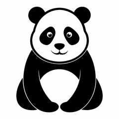 Black Panda Outline Illustration