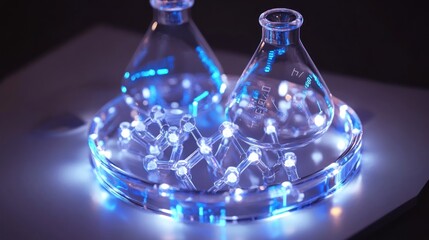 High-tech biotechnology concept with 3D DNA structure and chemical elements