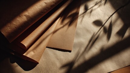 Sunlit Brown Papers: A Study in Light and Shadow