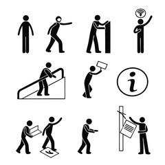 Obraz premium Set of people icons in black and white man and woman. Vector illustration of group of stylized people in black and white.