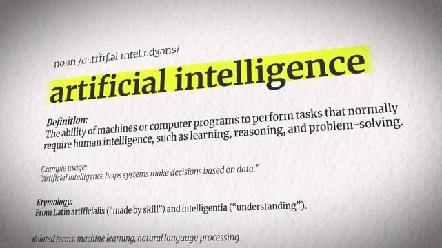 An Animation Explaining Artificial Intelligence with a Dictionary Definition
