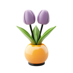 Obraz premium Floral arrangement with purple tulips home decor indoor modern. Isolated on transparent background, png.