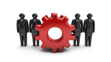 Teamwork and Collaboration Concept with Gear and Business Figures