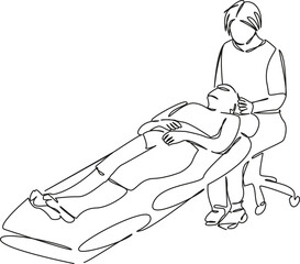One continuous single drawing line art flat doodle professional, treatment, skin, procedure, massage, beautician. Isolated image hand draw contour on a white background, hand drawn, not AI