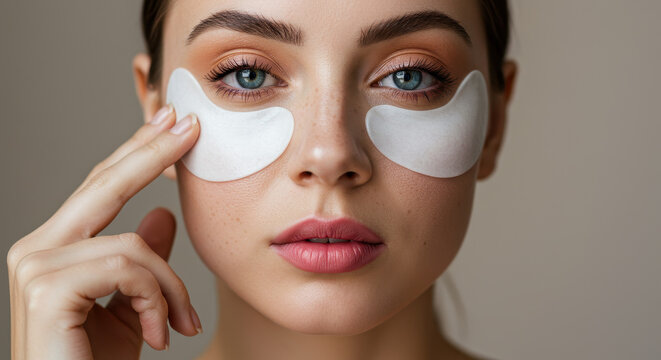 Eye Mask Beauty: Fresh Face, Radiant Skin! Under Eye Patches, Skincare Routine, Youthful Glow, Self-Care Rituals, Beautiful Woman Portrait