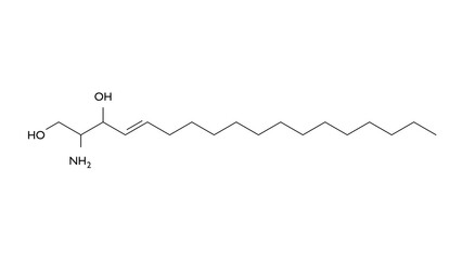 sphingosine molecule, structural chemical formula, ball-and-stick model, isolated image amino alcohol