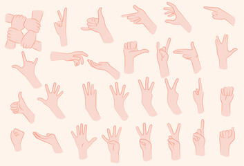 Human Hand Signs Collection &ndash; Flat Vector Illustration Bundle