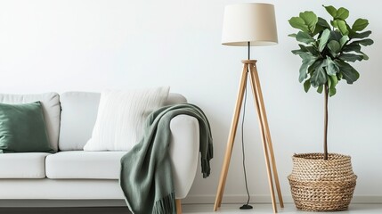 Modern Living Room Interior with Neutral Tones and Minimalist Decor