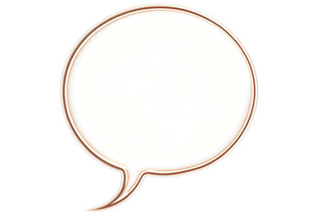 Speech bubble graphic with copper-colored border. Empty white space inside