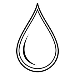 Vector silhouette of a single raindrop falling, simple clean lines