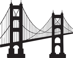 Golden gate bridge silhouette vector, Golden gate bridge icon vector illustration