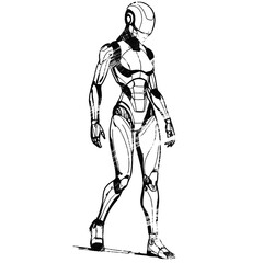 Humanoid Robot Side Pose Brush Art 