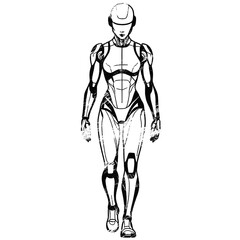Android Robot Front Pose Brush Art 