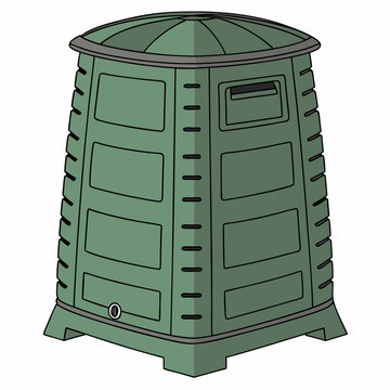 green compost bin isolated on white clip art preview