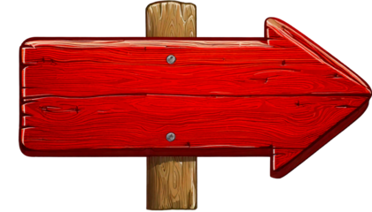 red wooden sign isolated on transparent background 