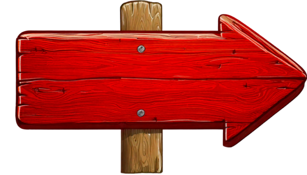red wooden sign isolated on transparent background 
