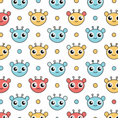 Obraz premium Cute alien faces pattern