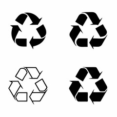 A Set of Black Silhouette Recycling Icons in Various Styles