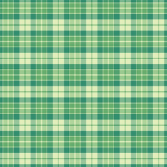 Plaid with twill weave repeat pattern.Gingham seamless pattern in green.Checkered tartan madras graphic vector illustration background design for fabric and prints.