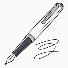 Fountain Pen Illustration Signing A Document Vector Drawing Design Element