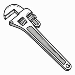 Vintage Style Adjustable Wrench Vector Illustration Hand Tool Concept