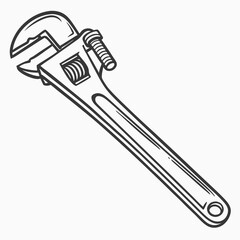 Adjustable Wrench Detailed Line Art Illustration For Engineering Or Construction