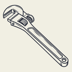 Illustration Of Adjustable Wrench Hand Tool For Repair And Maintenance Services